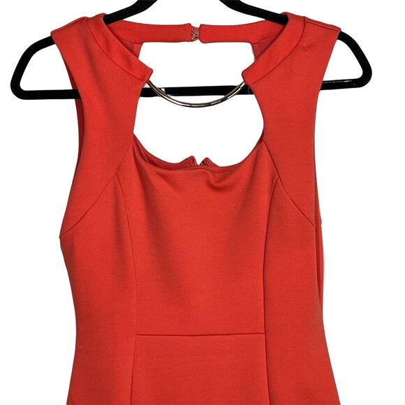 Jennifer Lopez Orange Sleeveless Sheath Mini Dress XS Cutout Back Work Chic - Picture 2 of 10